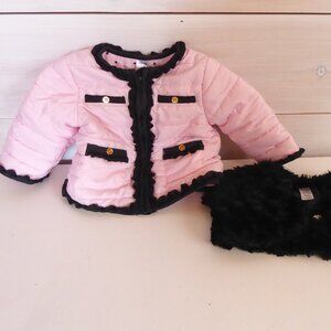 Little Me Brand 12 Month Zip Front Jacket with Faux Fur vest